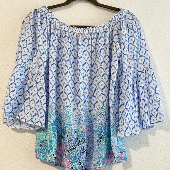 Lilly Pulitzer Womens Sea La Vie Nevie Off The Shoulder Top Multi Womenβs S - Picture 4 of 9